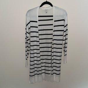 A New Day - Black & White Striped Cardigan